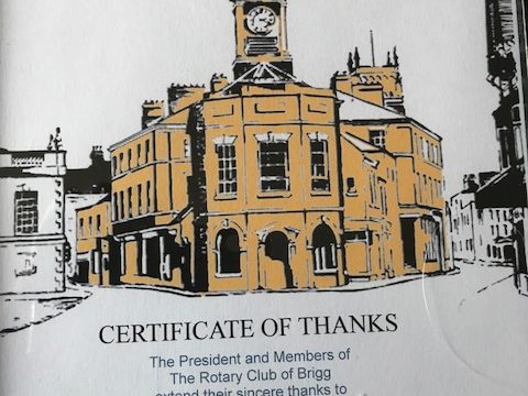 Grateful Thanks to the Rotary Club of Brigg